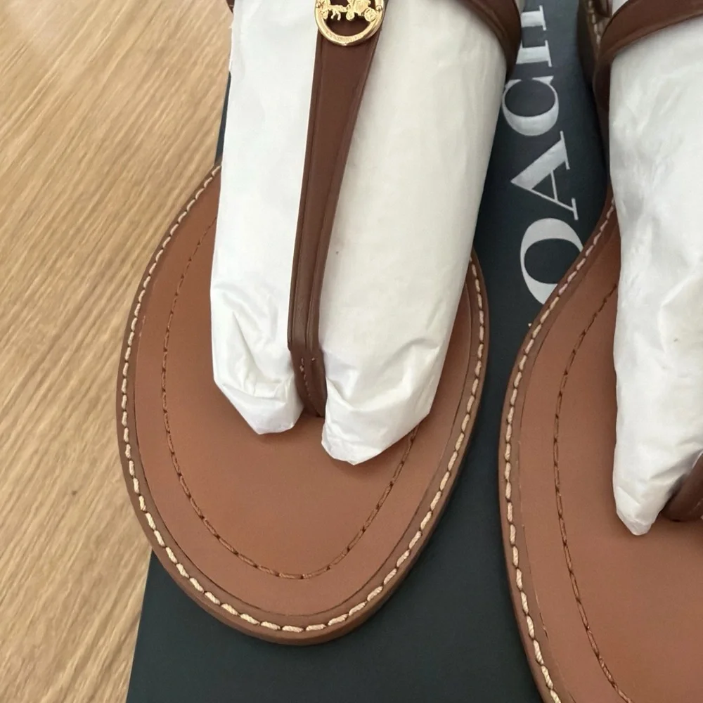 Coach Lydia Leather Sandal in Saddle (Brown) size 9.5 B women new